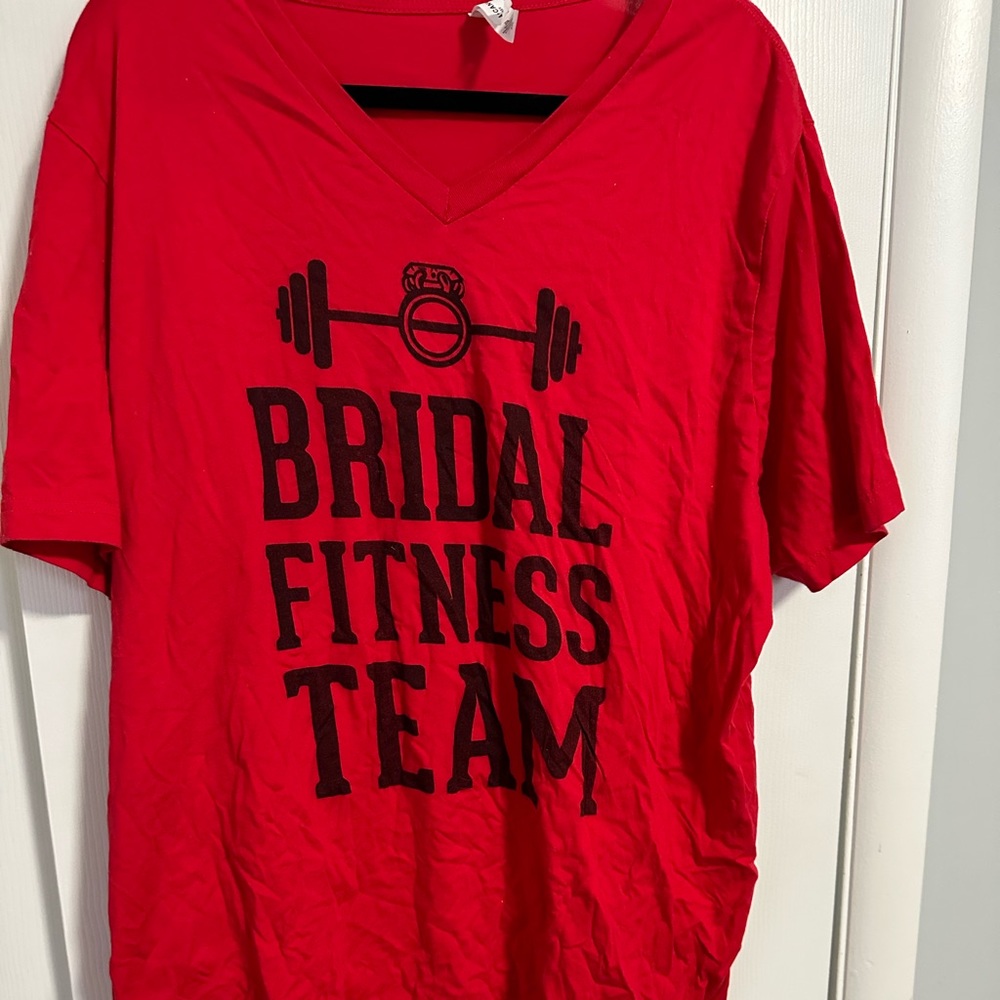Size 2XL Bridal fitness team v neck shirt